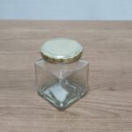 GLASS 260ML SQUARE JAR & 63 RTO GOLD