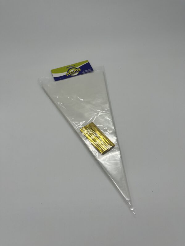 HAS CONE BAG CLEAR WITH TWIST TIE 25CM